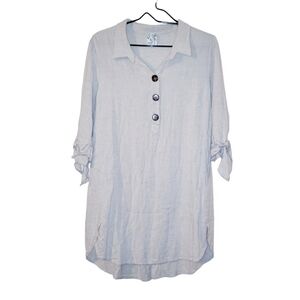 Naif Tie Sleeve Linen Blend Dress